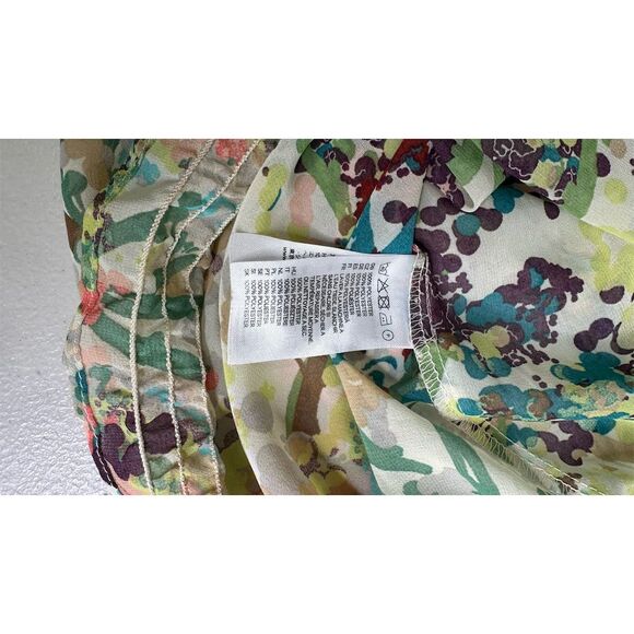H&M Women's Multicolor Floral Sheer Long Sleeve Blouse Casual Size 2 - Picture 8 of 14
